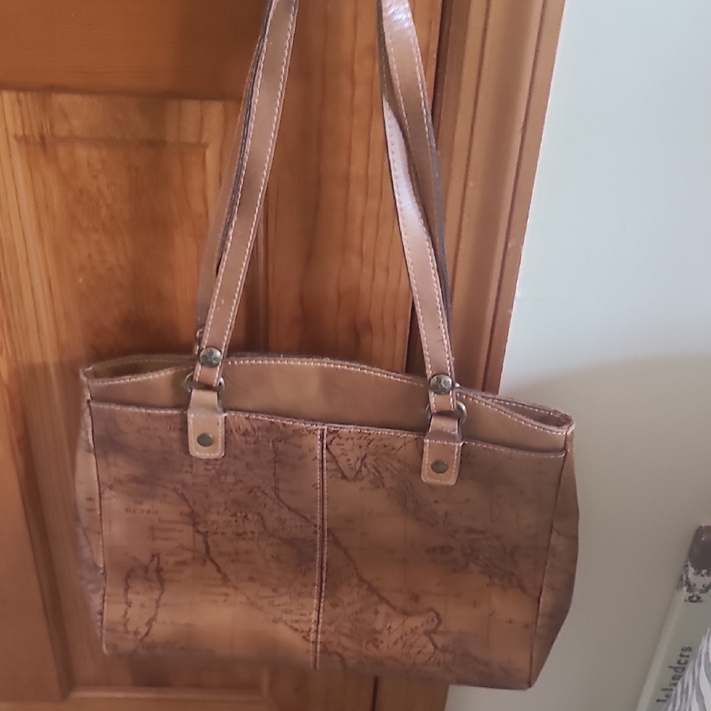 Patricia Nash Italy Map Print Brown Tote Bag